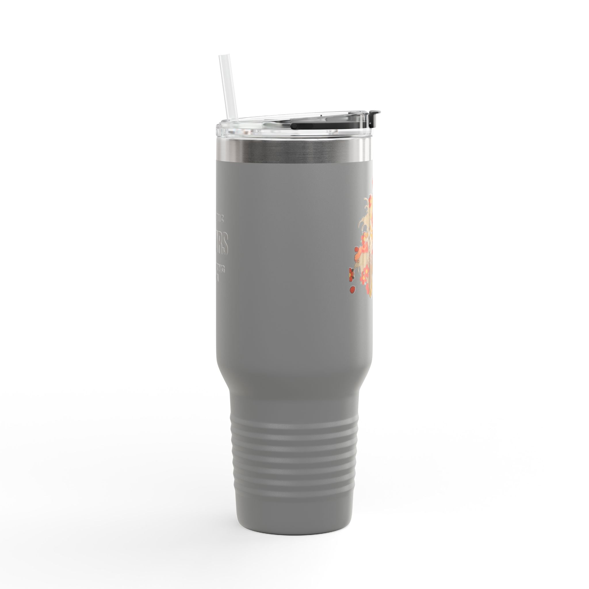 Kintaro with Koi and Cherry Blossoms — 40oz Insulated Travel Mug Tumbler with Handle