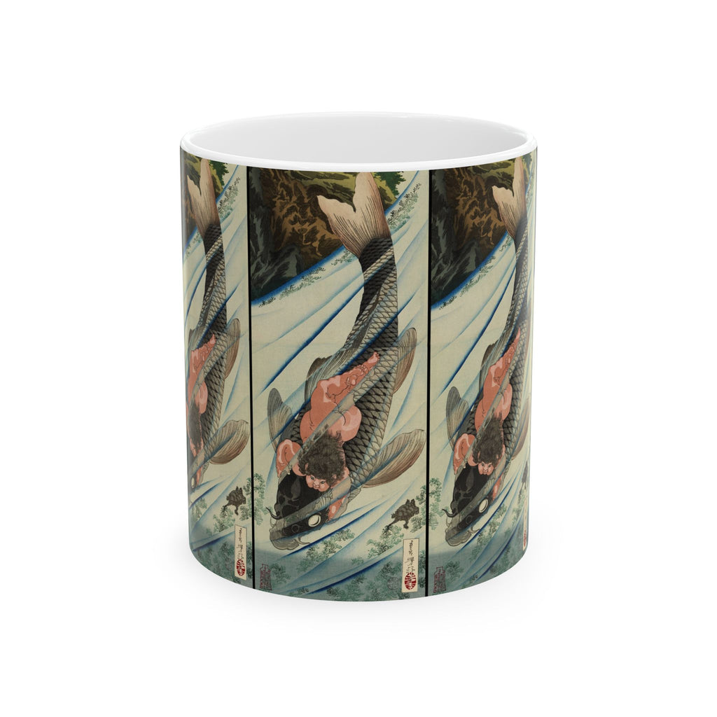 Katsushika Hokusai Style Wave & Bird Ceramic Mug (11oz, 15oz)