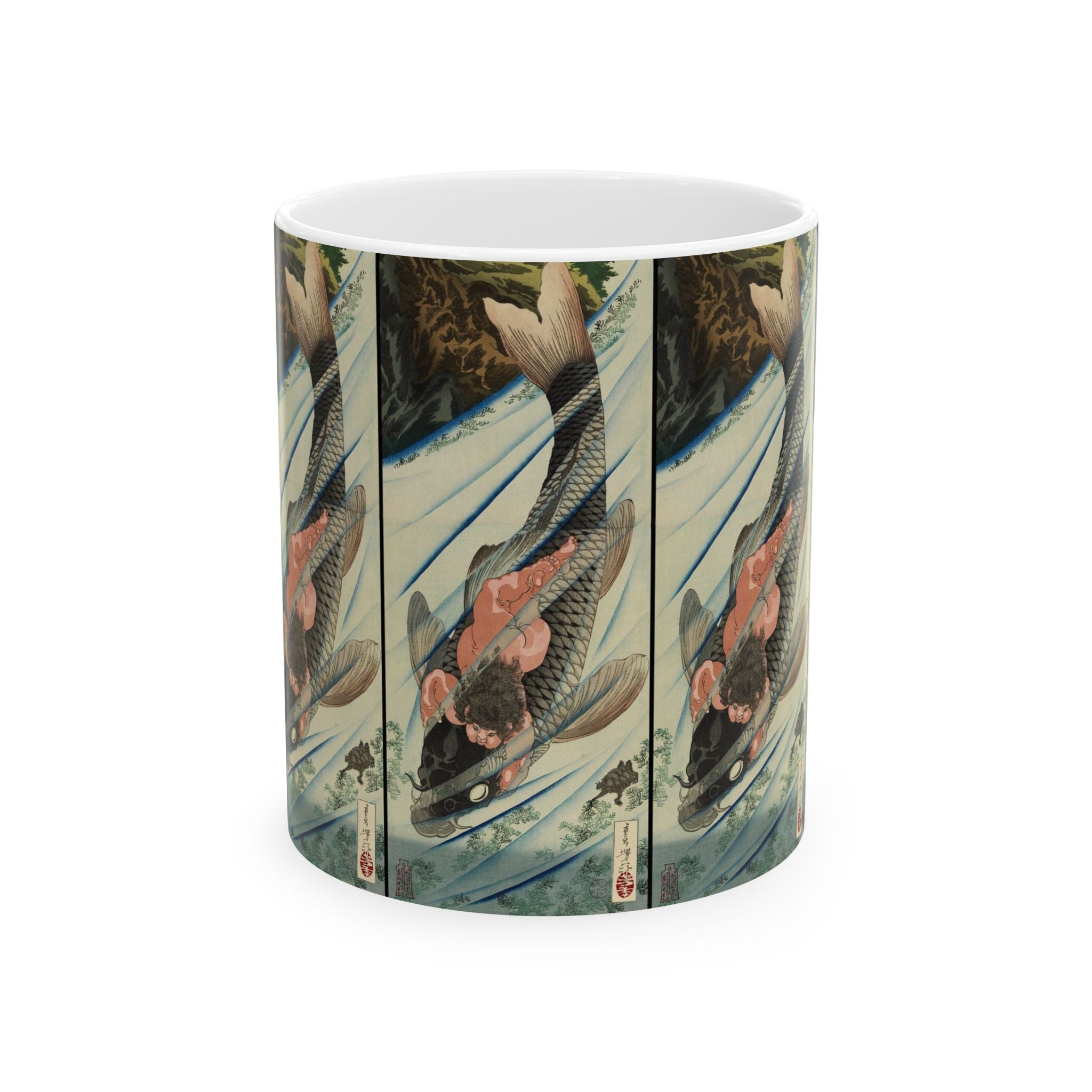 Katsushika Hokusai Style Wave & Bird Ceramic Mug (11oz, 15oz)