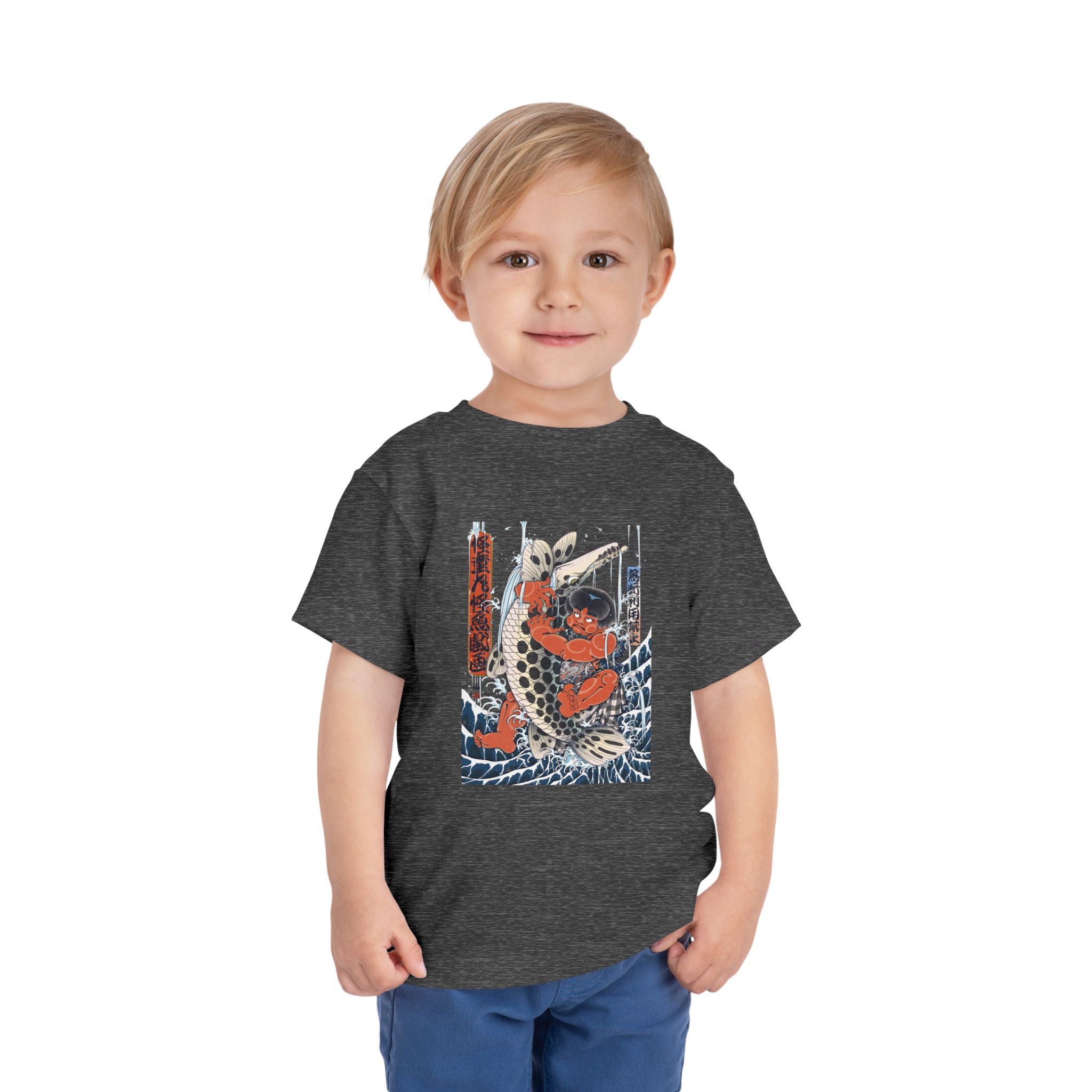 Toddler Short Sleeve Tee with Kintaro Fighting Fish Print