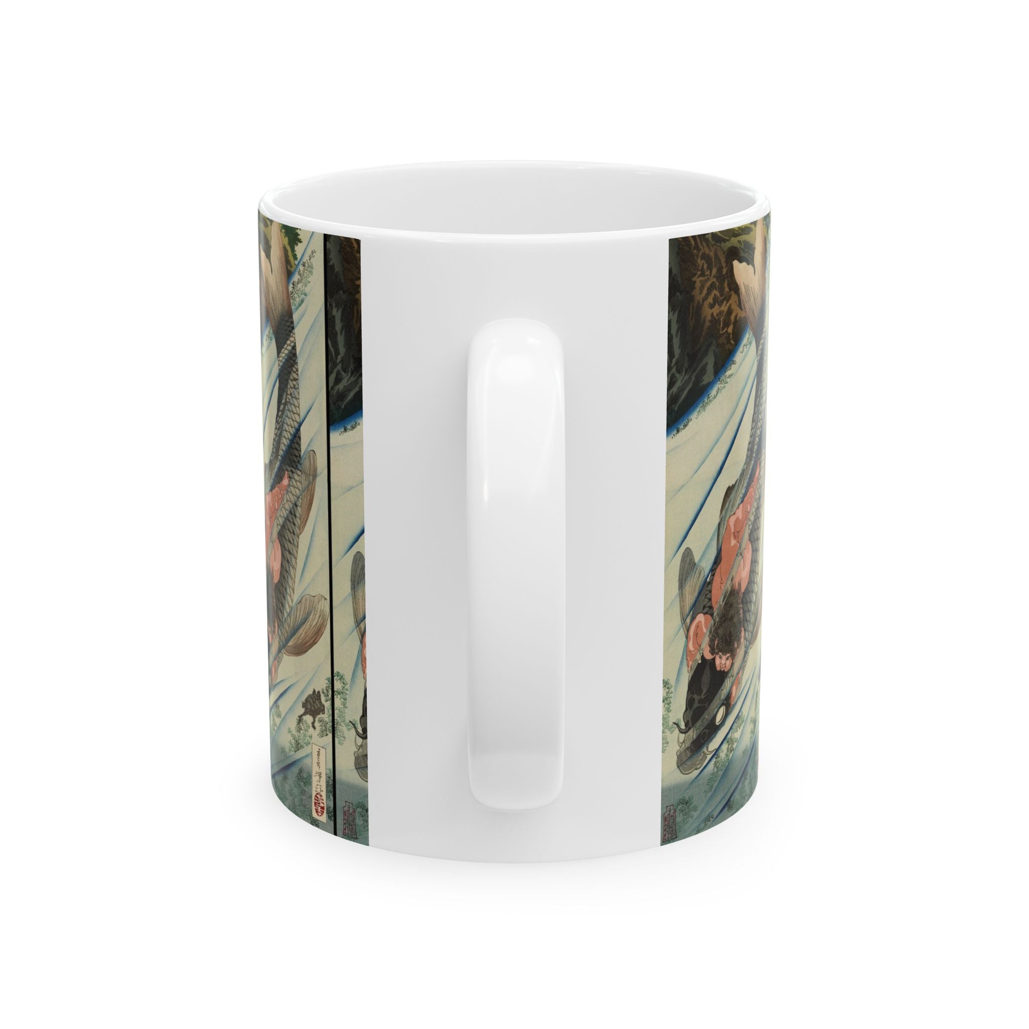 Katsushika Hokusai Style Wave & Bird Ceramic Mug (11oz, 15oz)