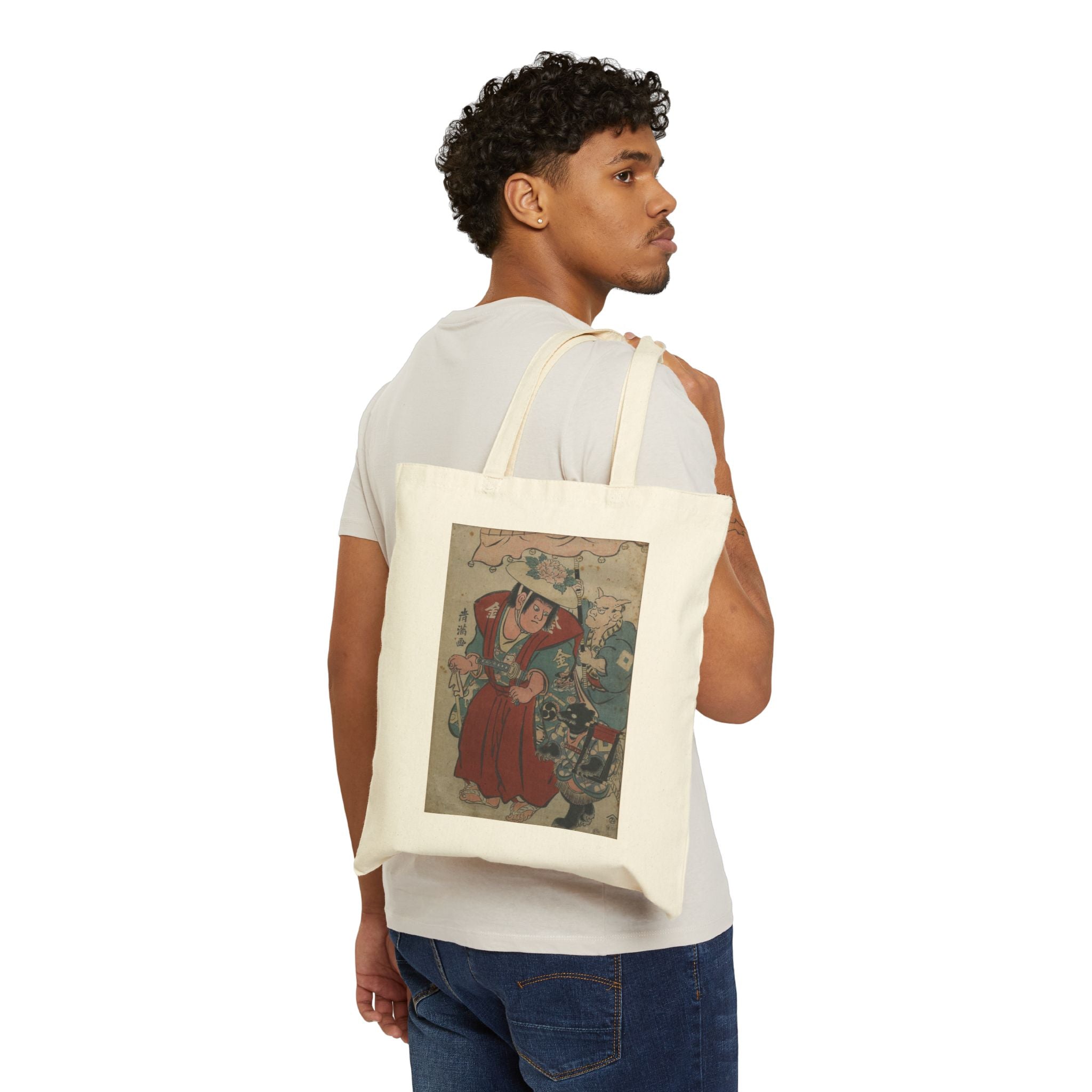 Tote Bag — Vintage Japanese Ukiyo-e Kintaro Print Canvas Tote