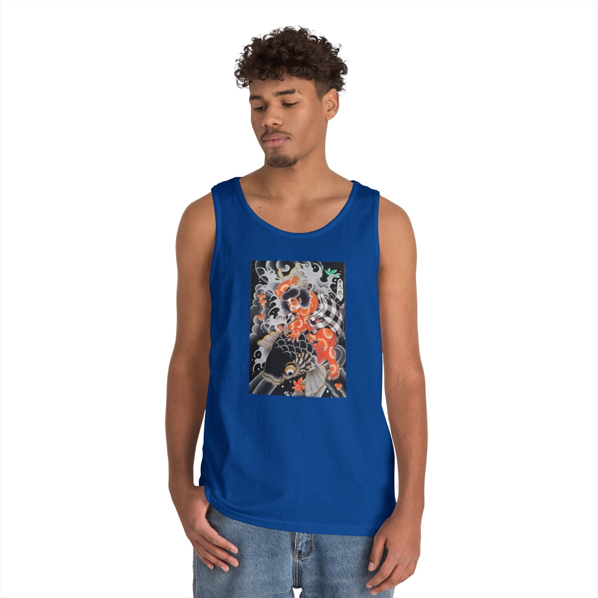 Kintaro with Black Koi Unisex Heavy Cotton Tank Top