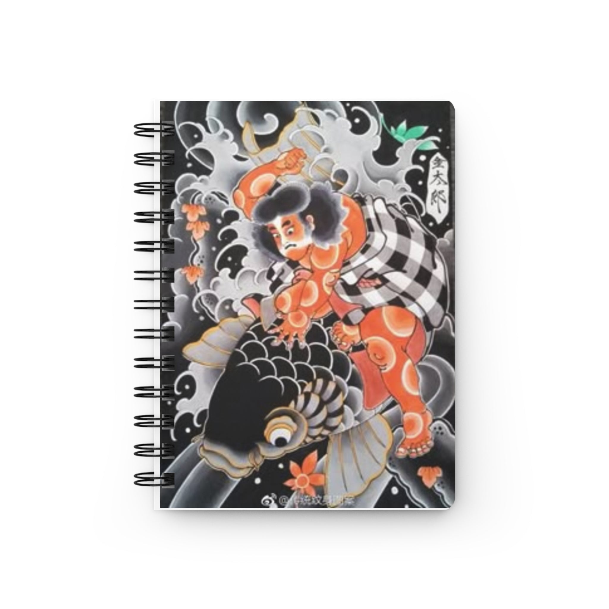 Kintaro Wrestling Carp Spiral Journal | Japanese Folk Art Notebook