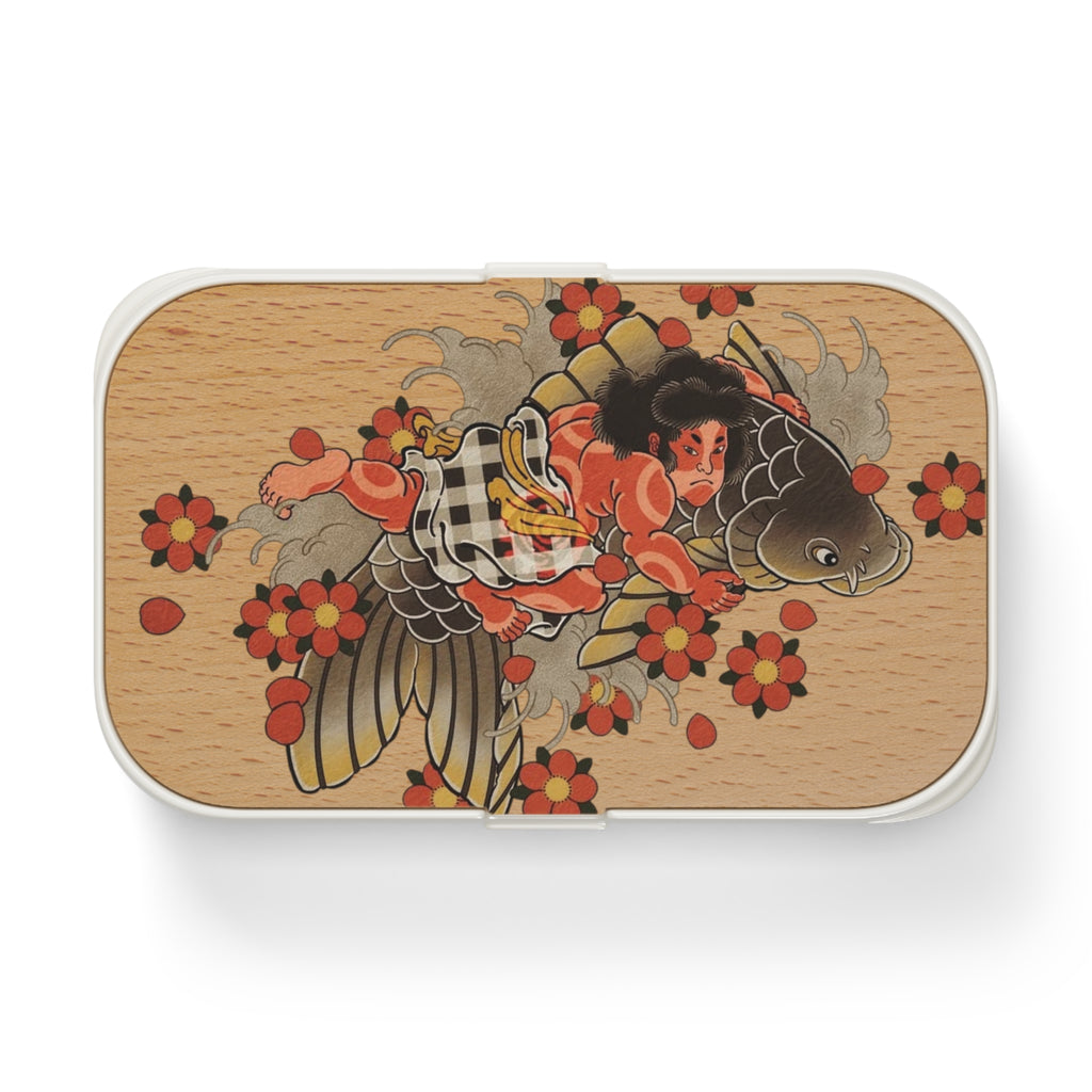 Kintaro Holding Koi and Axe Print Bento Lunch Box