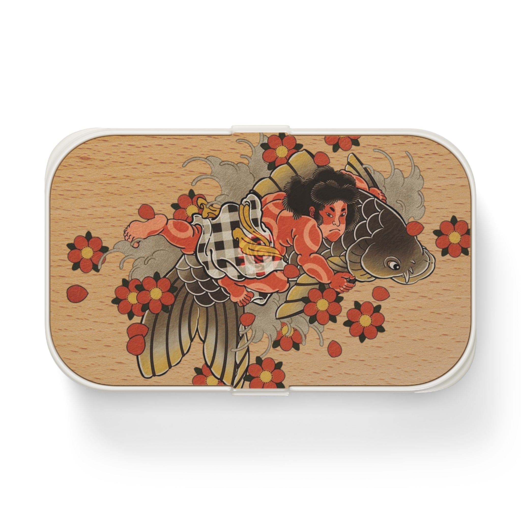 Kintaro Holding Koi and Axe Print Bento Lunch Box