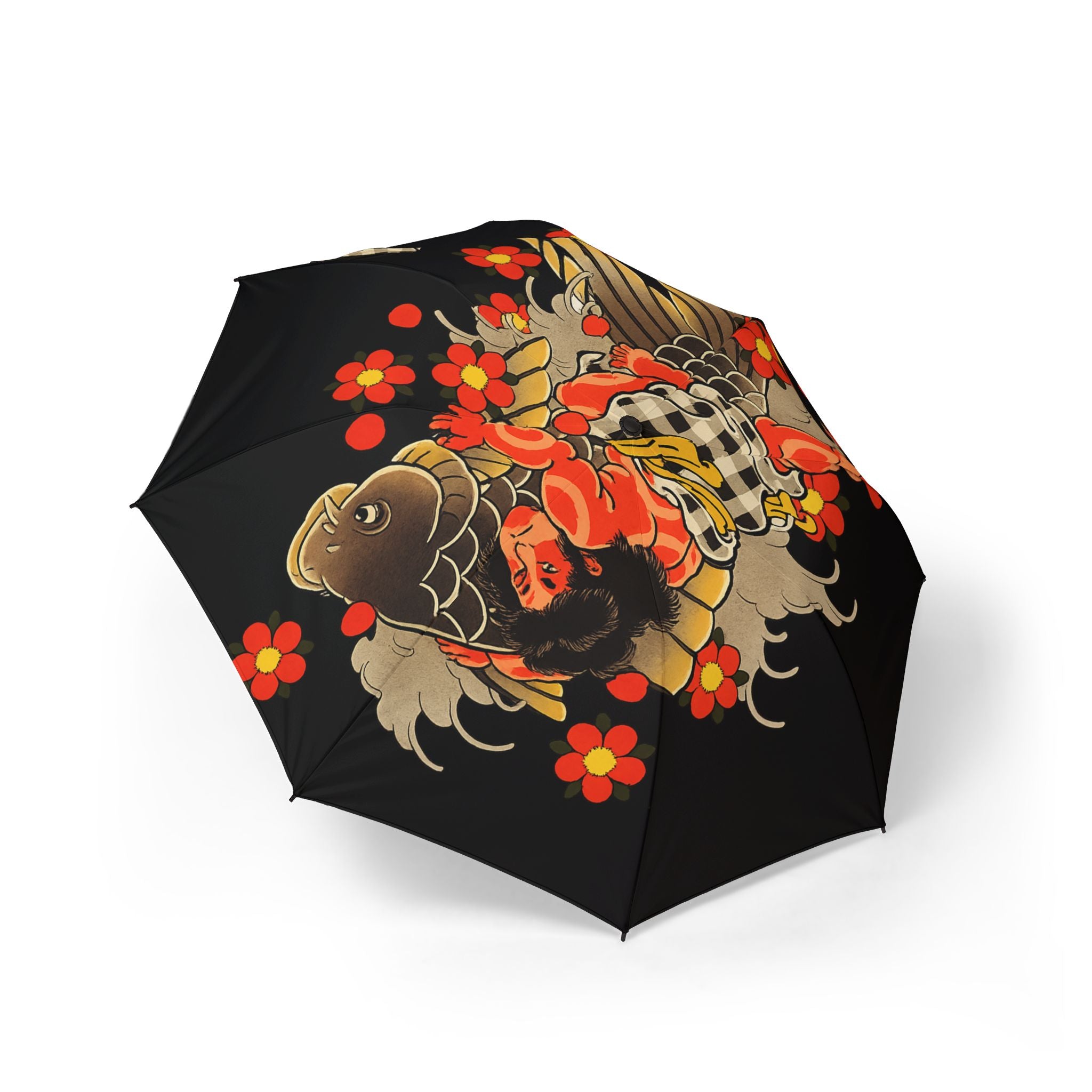Kintaro with Koi and Cherry Blossoms Semi-Automatic Foldable Umbrella