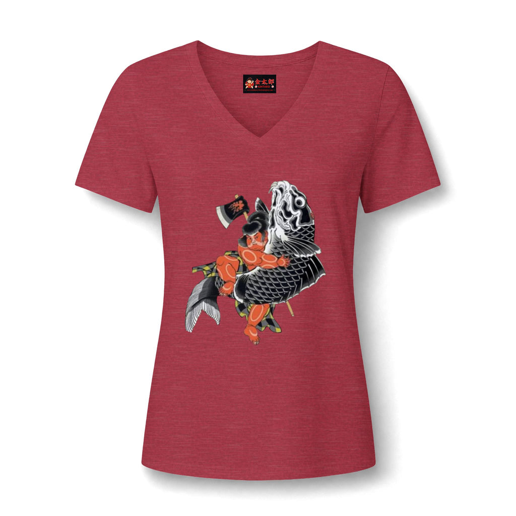 Kintaro and Koi V-Neck Tee  Women's Shirt