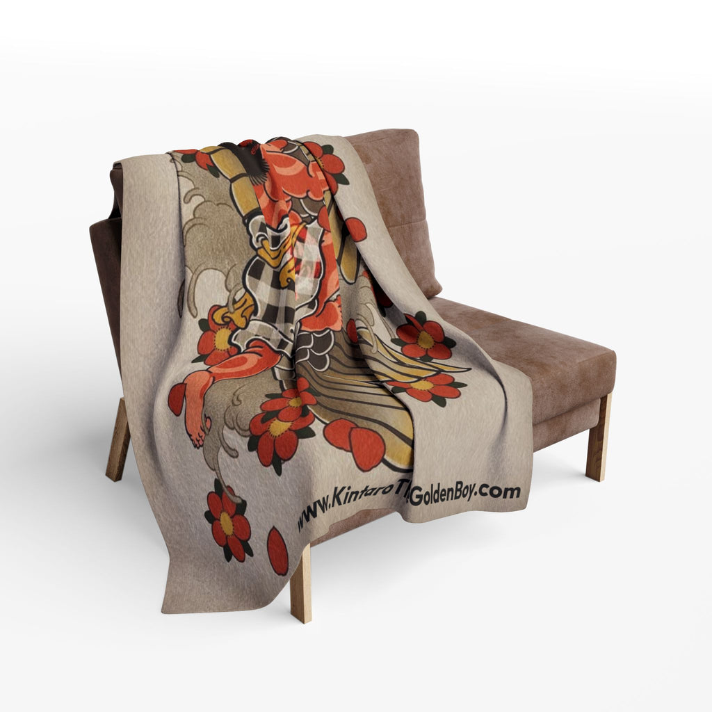 Kintaro Koi Cherry Blossoms Fleece Blanket