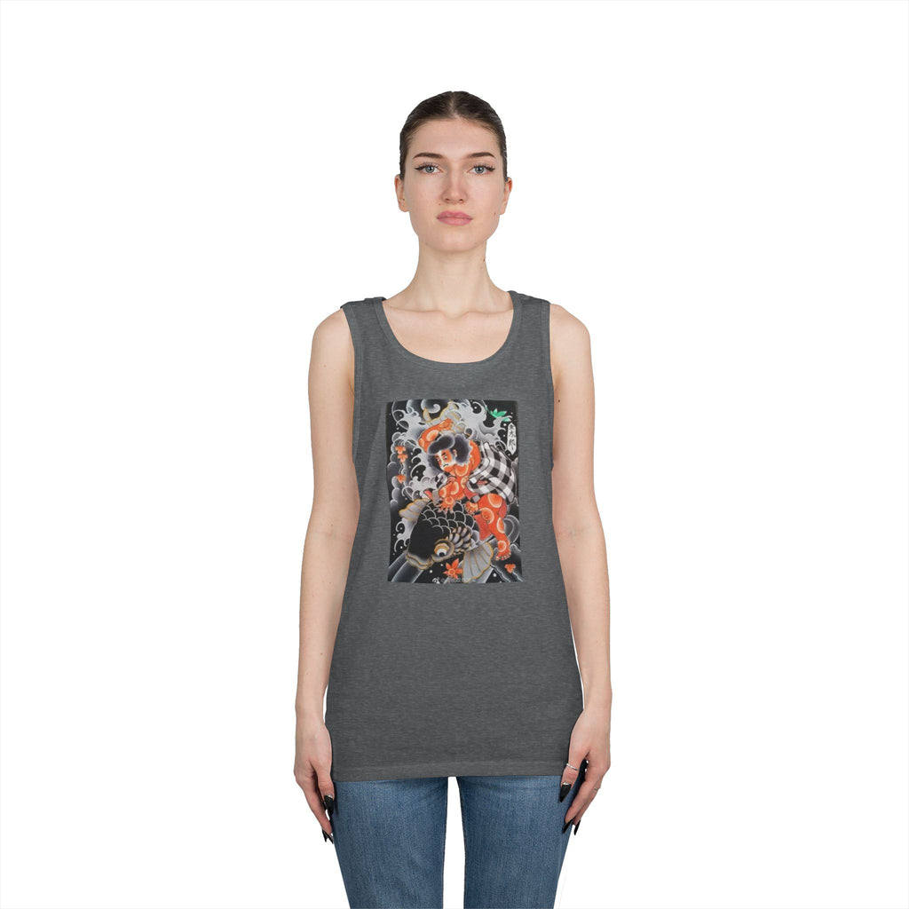 Kintaro with Black Koi Unisex Heavy Cotton Tank Top