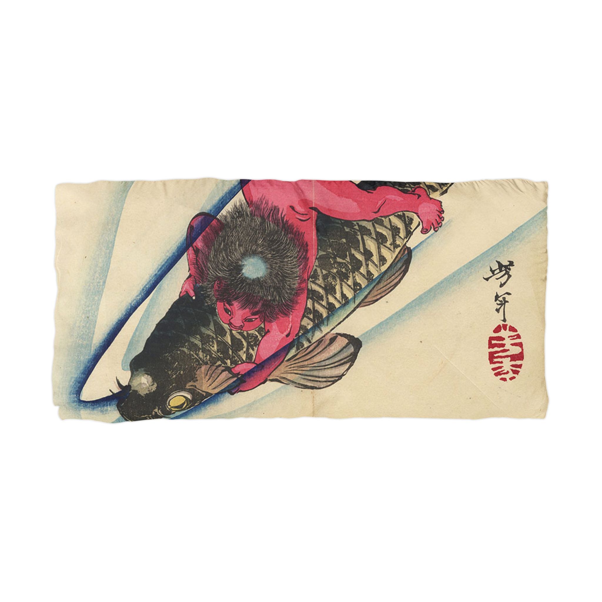 Kintaro Riding Koi Pillowcase - Japanese Ukiyo-e Microfiber Pillowcase