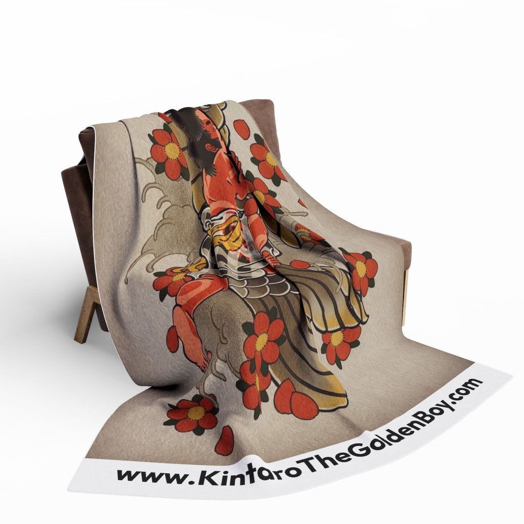Kintaro Koi Cherry Blossoms Fleece Blanket