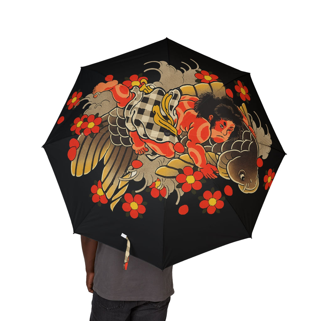 Kintaro with Koi and Cherry Blossoms Semi-Automatic Foldable Umbrella