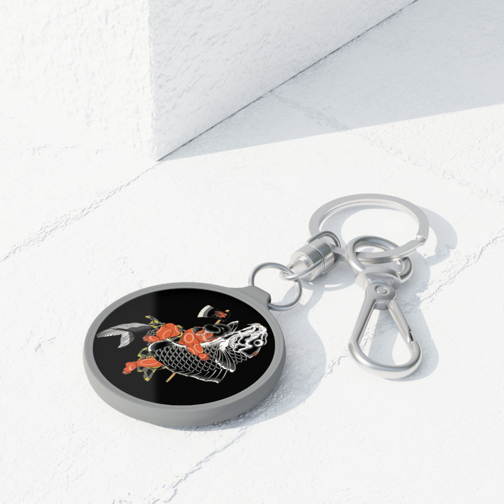 Kintaro Riding Koi with Axe Keyring Tag