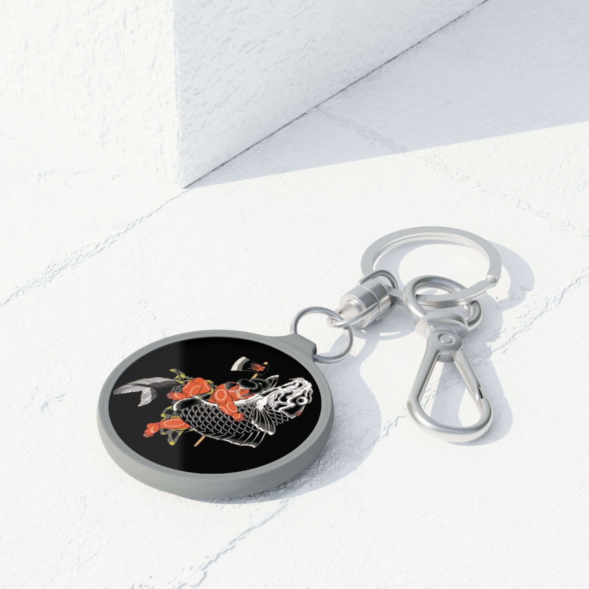 Kintaro Riding Koi with Axe Keyring Tag