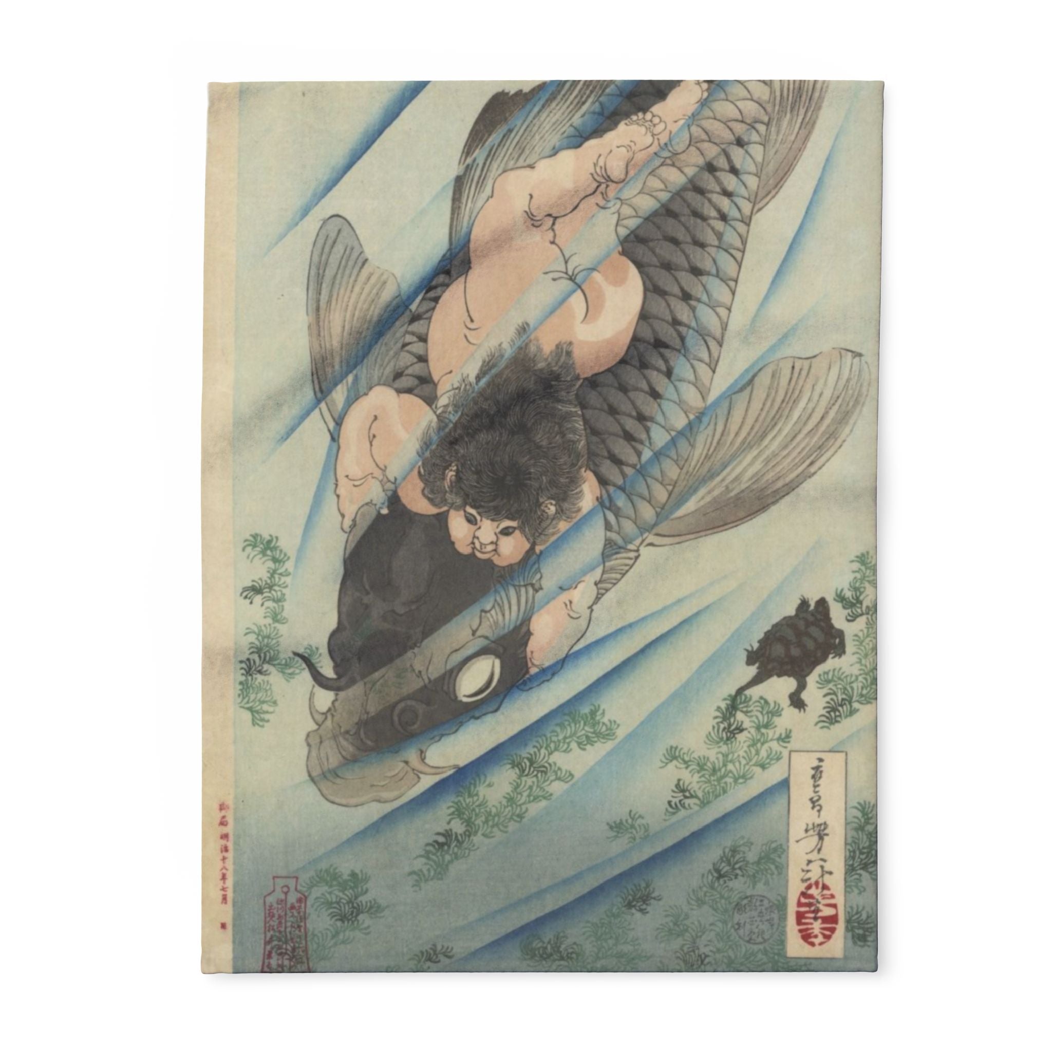 Kintaro on Koi Light Blue Arctic Fleece Blanket (3 Sizes)