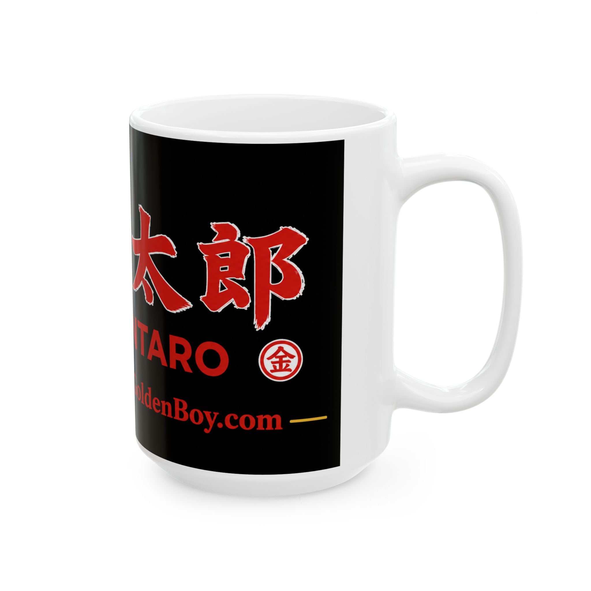 Kintaro in Kanji with Website Ceramic Mug, (11oz, 15oz)
