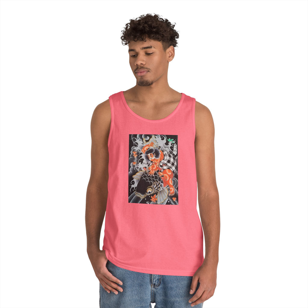 Kintaro with Black Koi Unisex Heavy Cotton Tank Top
