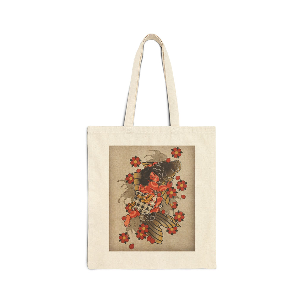Vintage Floral Mermaid Tote Bag — Retro Pinup Sea Nymph Canvas Tote