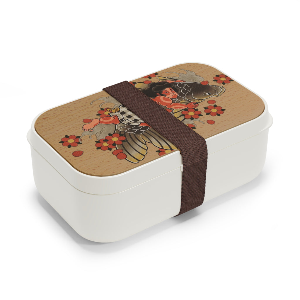 Kintaro Holding Koi and Axe Print Bento Lunch Box