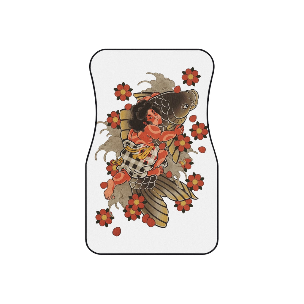 Kintaro Riding Koi with Cherry Blossoms Car Mats (Set of 4)
