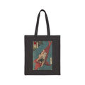 Kintaro Riding Red Koi on Black Canvas Tote Bag