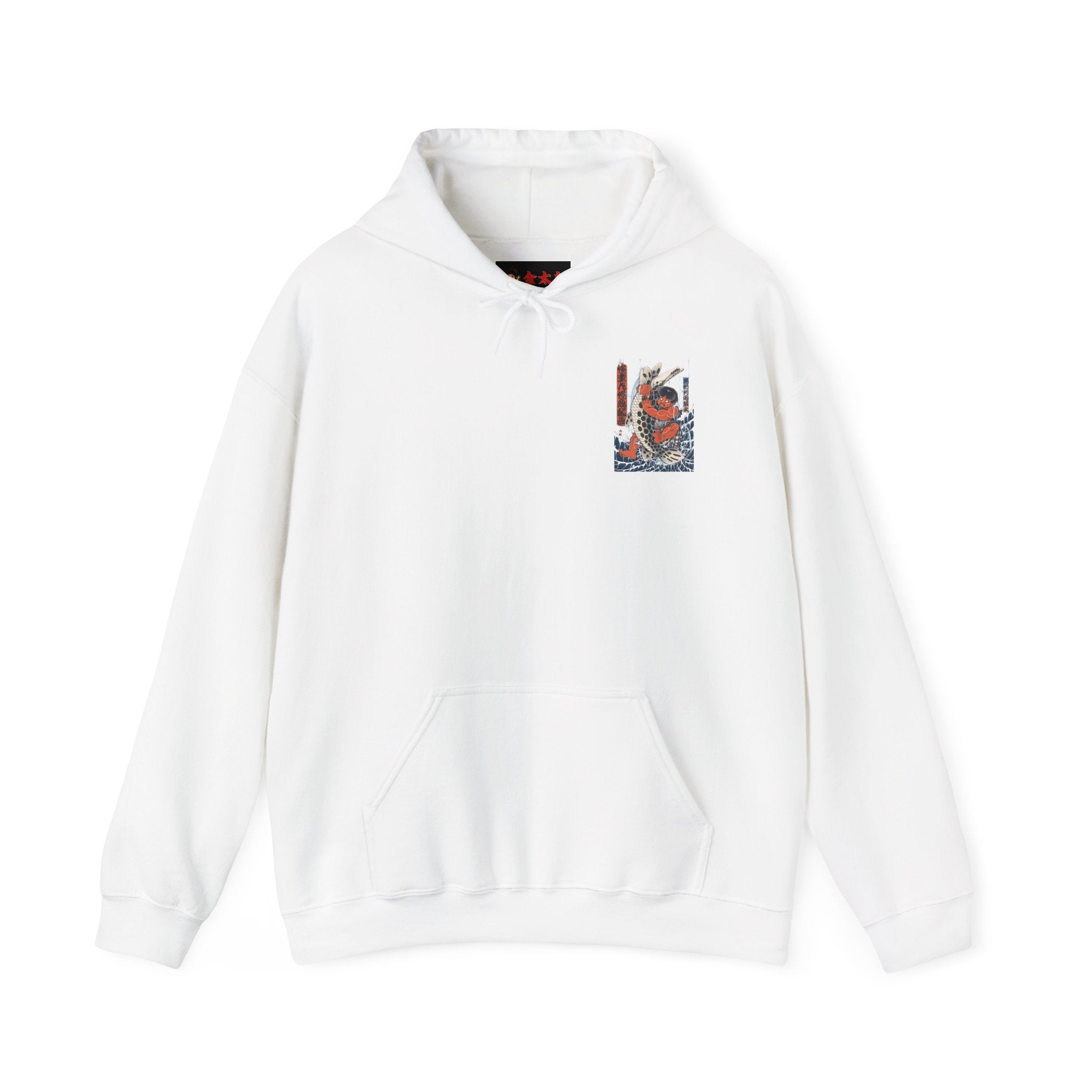 Kintaro The Golden Boy and Fish with Wave Graphic Hoodie — Japanese Streetwear Sweatshirt