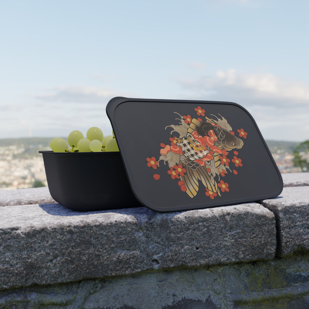Kintaro with Cherry Blossoms Bento Box with Band and Utensils