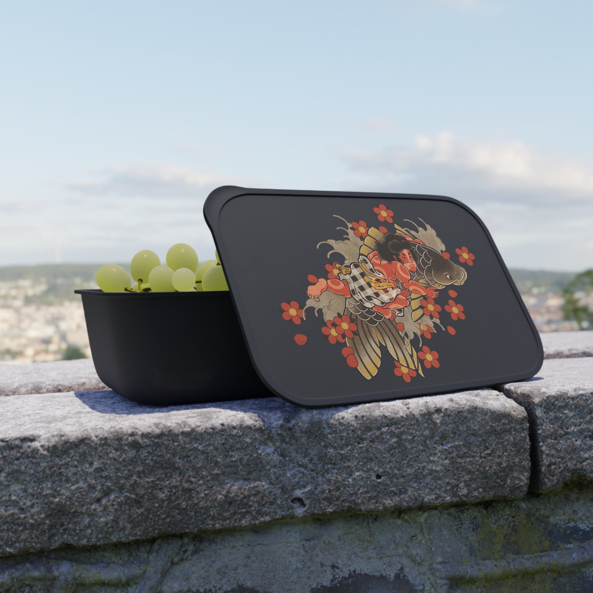 Kintaro with Cherry Blossoms Bento Box with Band and Utensils