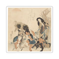 Vintage Japanese Ukiyo-e Illustration Square Sticker | Traditional Art