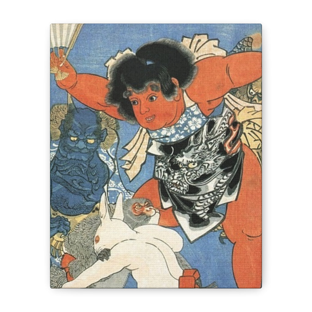 Kintaro and Friends with Blue Background Matte Canvas, Stretched, 1.25"