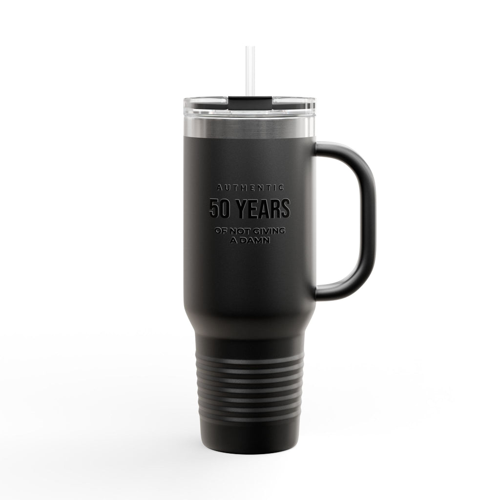 Kintaro with Koi and Cherry Blossoms — 40oz Insulated Travel Mug Tumbler with Handle (Right Handed)