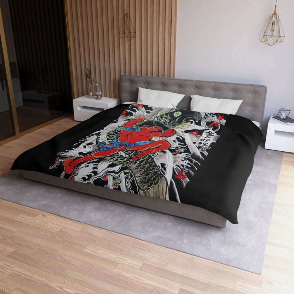 Kintaro The Golden Boy with Koi Duvet Cover