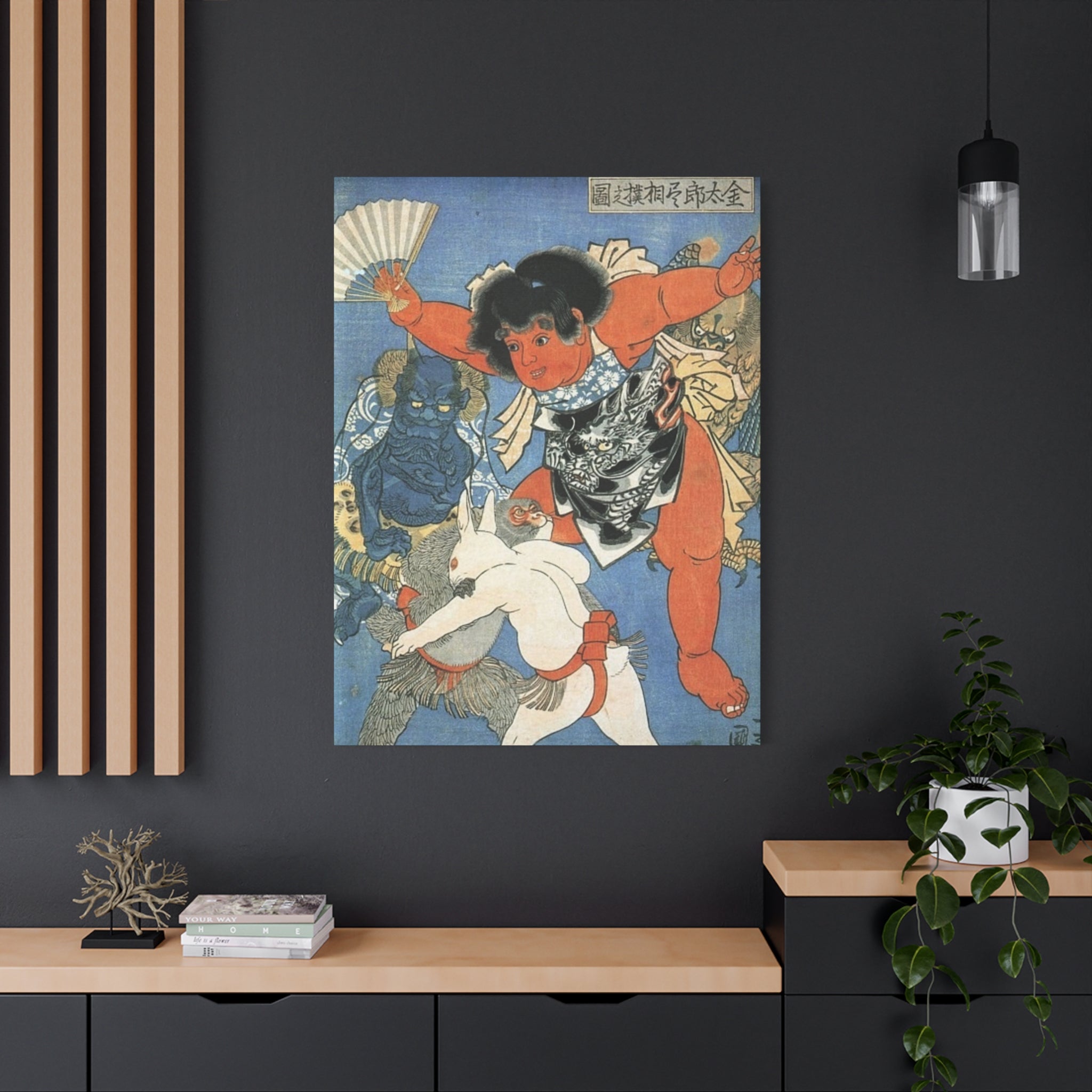 Kintaro and Friends with Blue Background Matte Canvas, Stretched, 1.25"