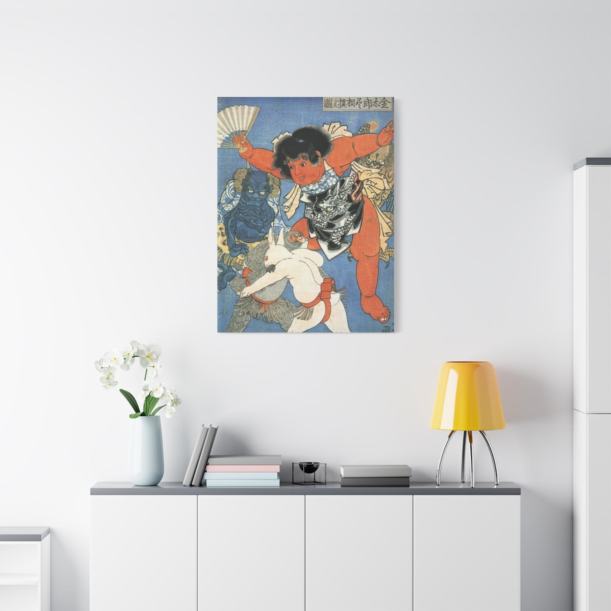 Kintaro and Friends with Blue Background Matte Canvas, Stretched, 1.25"