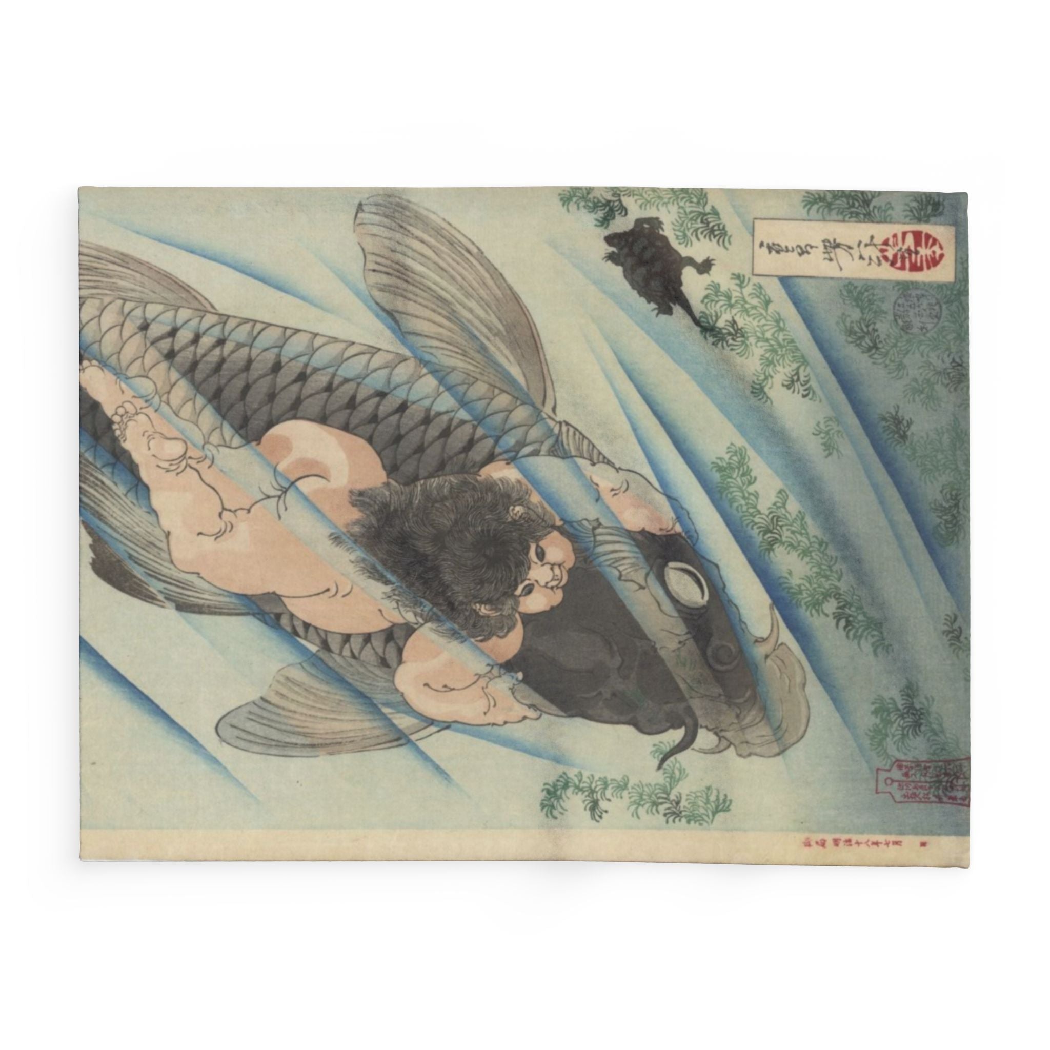 Kintaro on Koi Light Blue Arctic Fleece Blanket (3 Sizes)