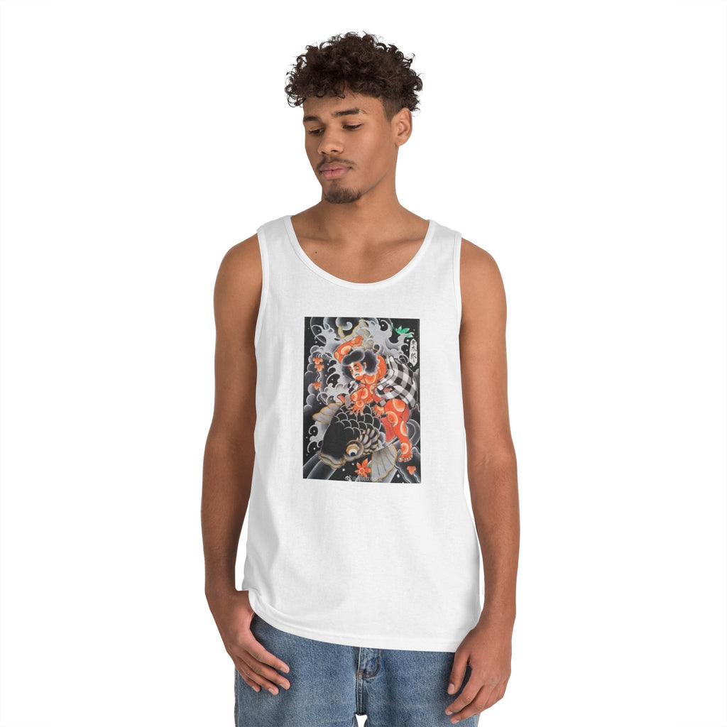 Kintaro with Black Koi Unisex Heavy Cotton Tank Top