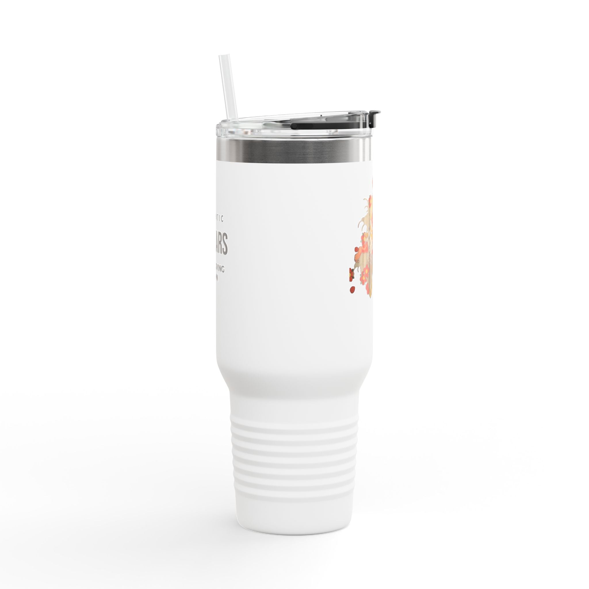Kintaro with Koi and Cherry Blossoms — 40oz Insulated Travel Mug Tumbler with Handle
