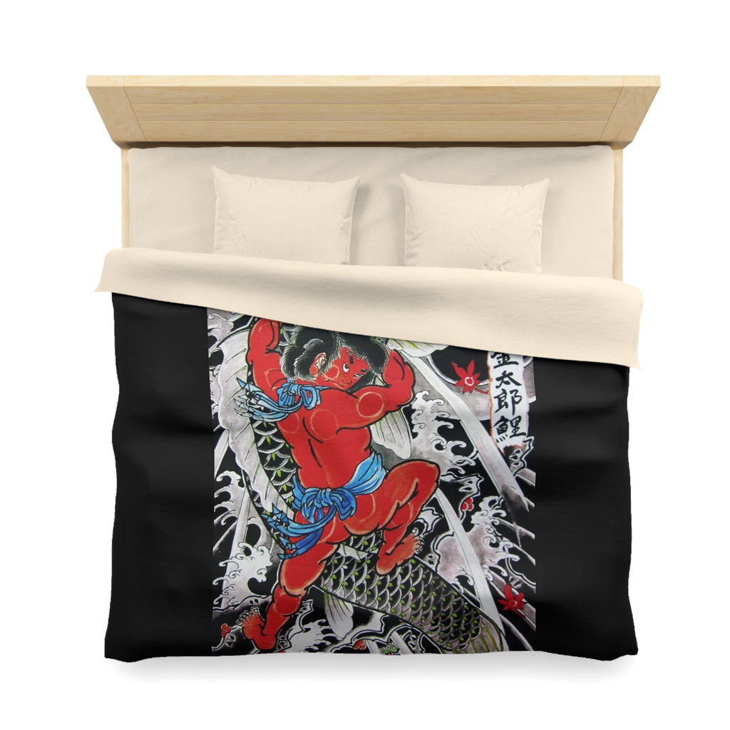 Kintaro The Golden Boy with Koi Duvet Cover