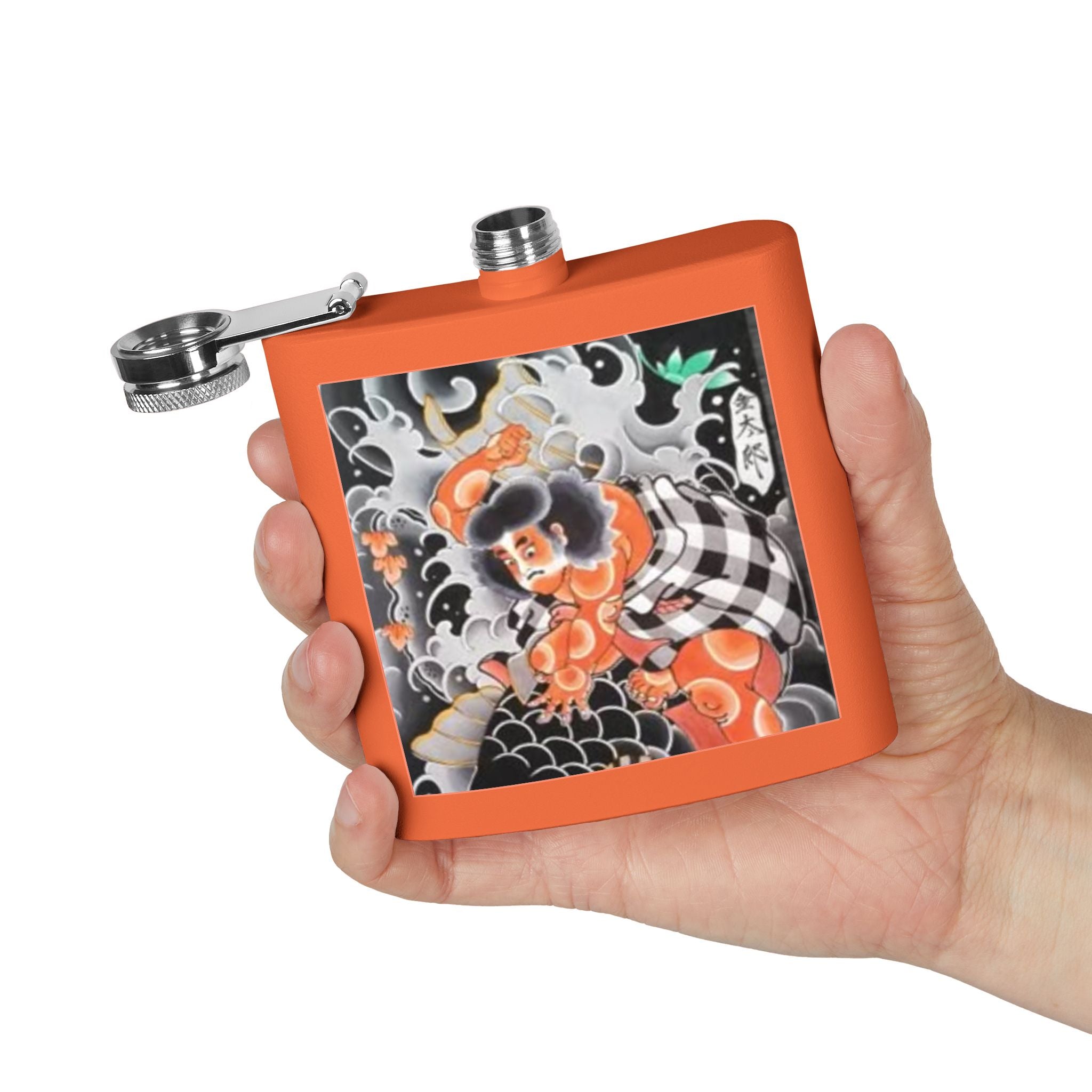 Kintaro and Koi on Stainless Steel Flask, 6oz