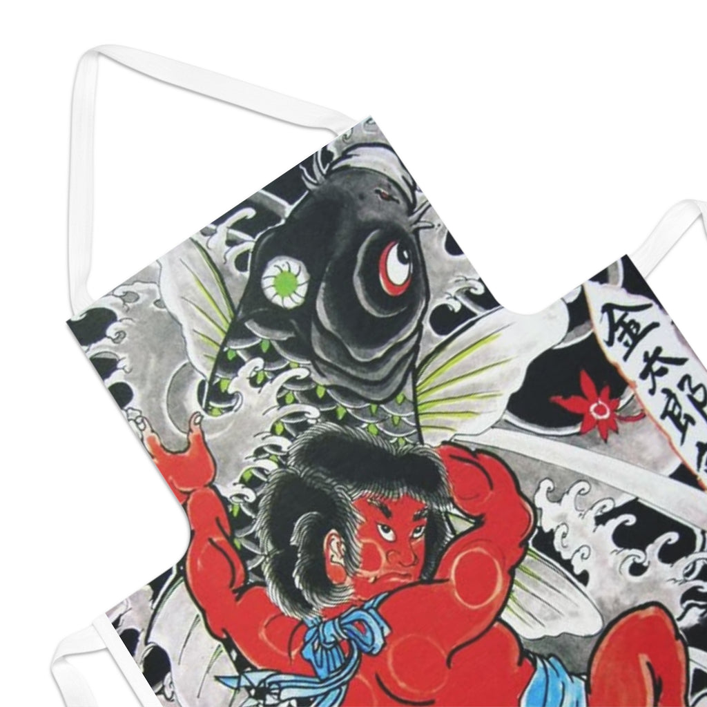 Kintaro and Koi Print on Adult Apron