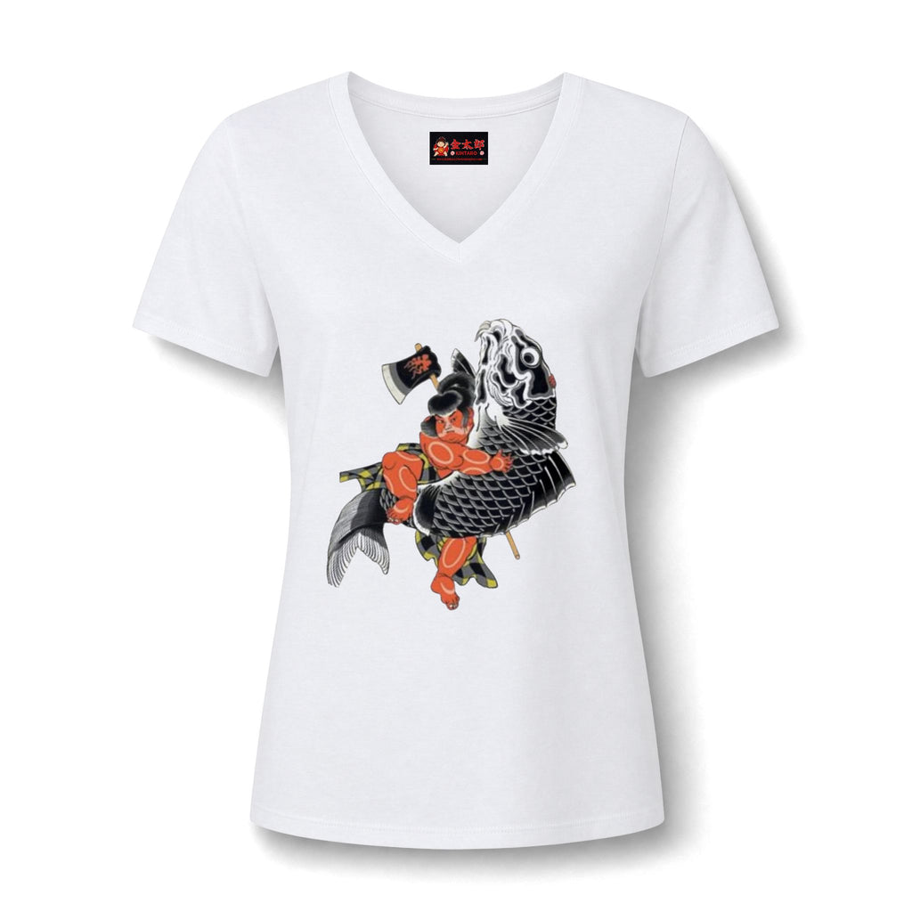 Kintaro and Koi V-Neck Tee  Women's Shirt