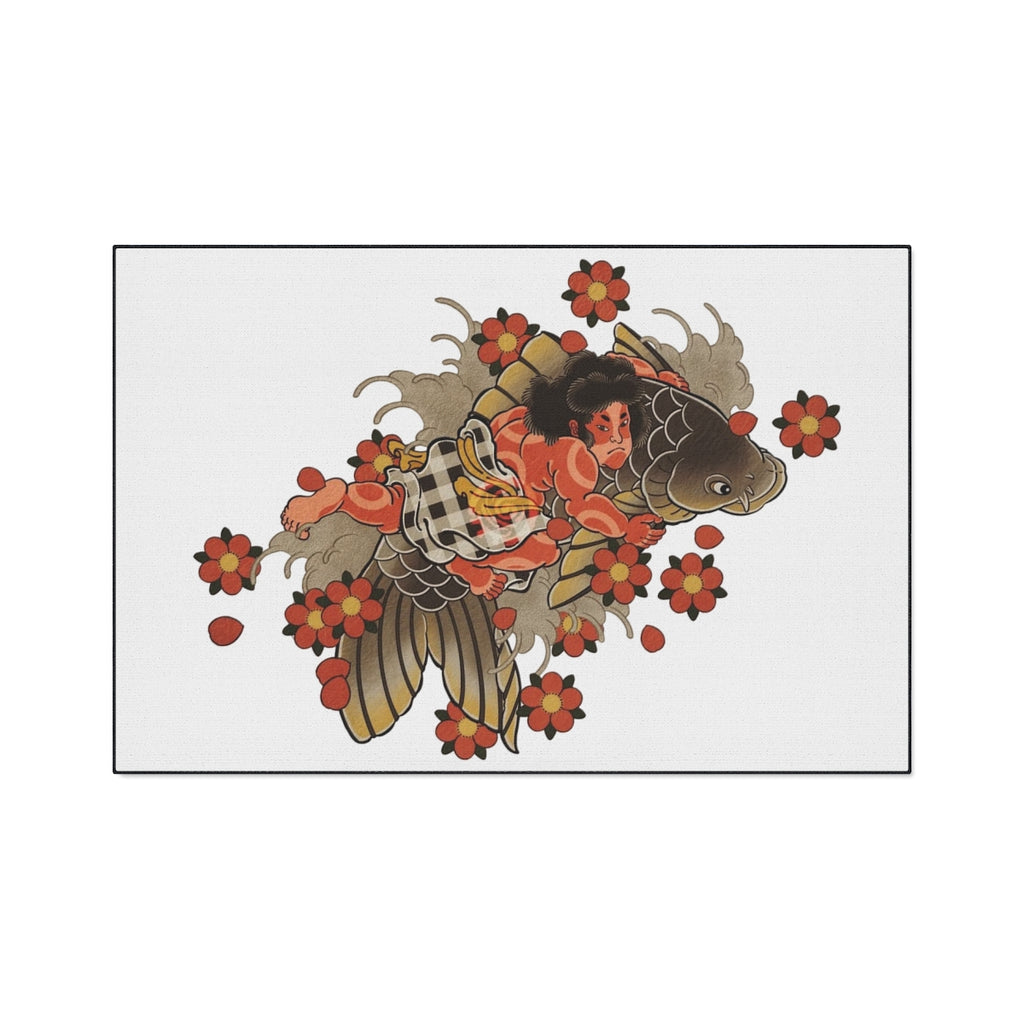 Kintaro Koi and Cherry Blossoms Floor Mat – Heavy Duty Entry Rug