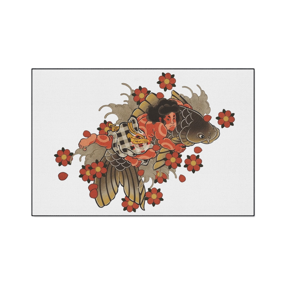 Kintaro Koi and Cherry Blossoms Floor Mat – Heavy Duty Entry Rug