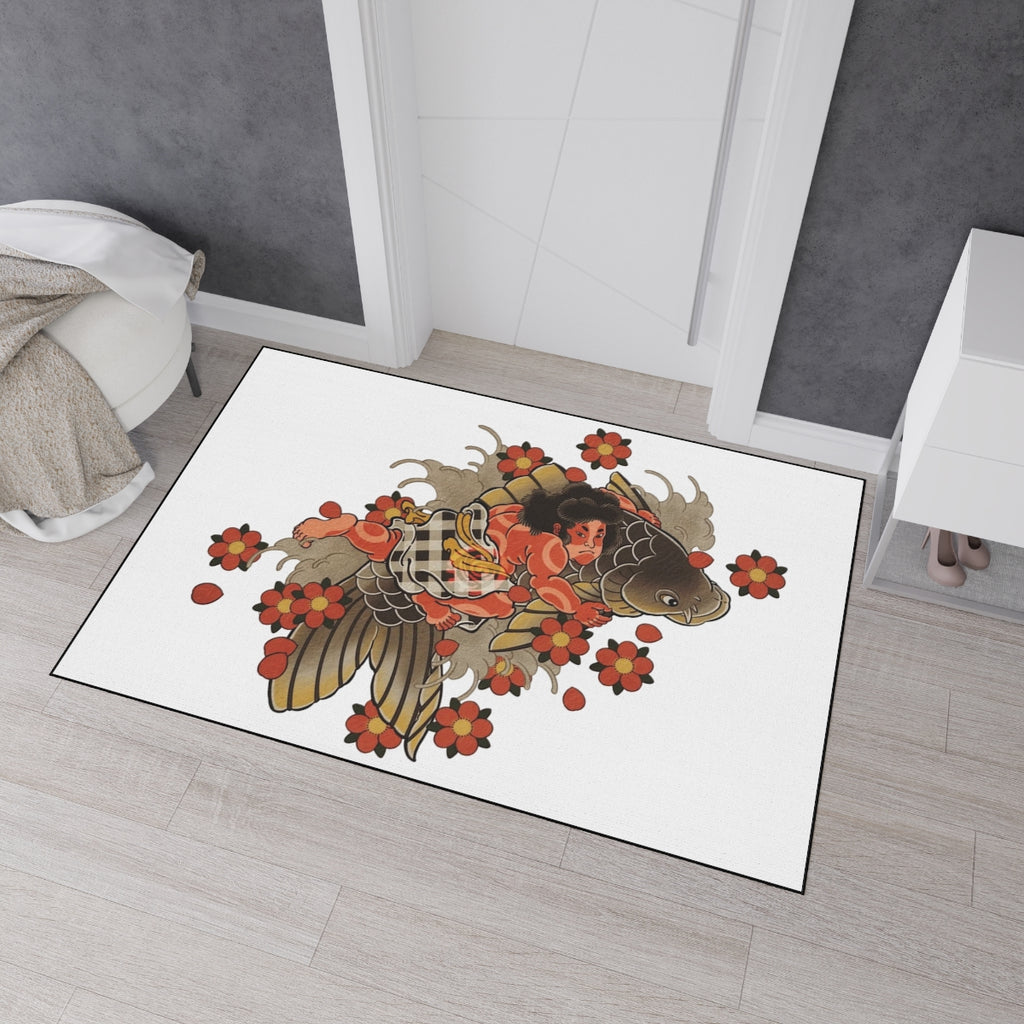 Kintaro Koi and Cherry Blossoms Floor Mat – Heavy Duty Entry Rug